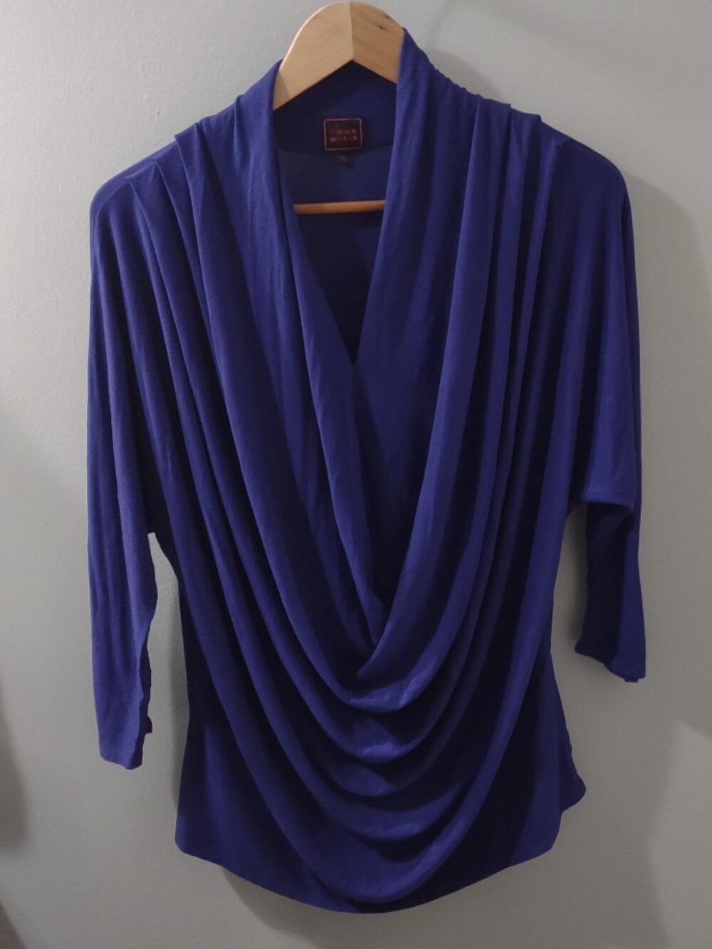 Colorworks NWT Blue Rose Jersey Crossfront Top Size XL Rayon